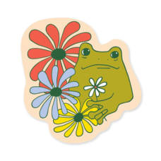 The Good Twin Froggy Sticker with Flowers