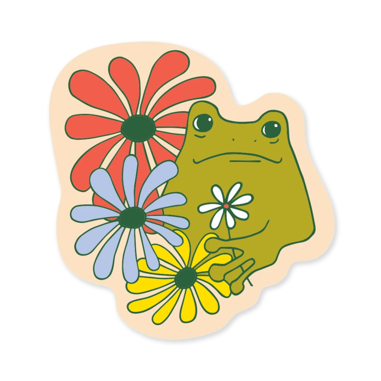 The Good Twin Froggy Sticker with Flowers