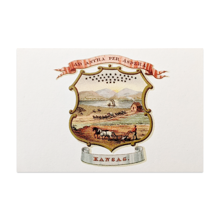 Wonder Fair Ad Astra Per Aspera Kansas State Coat of Arms Postcard