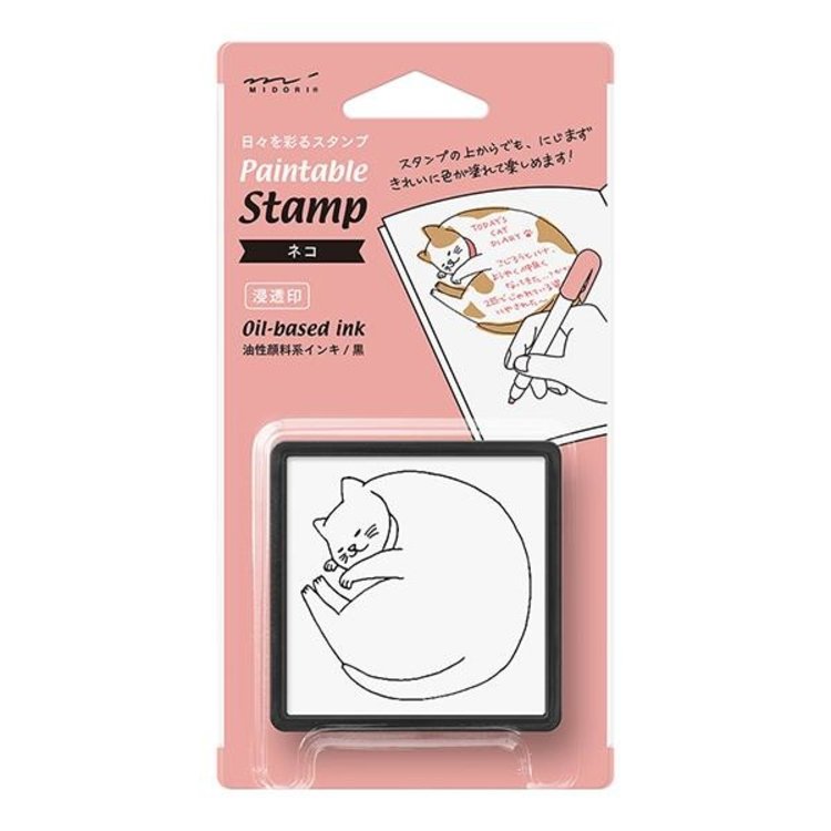 Midori Paintable Stamp - Sleepy Cat