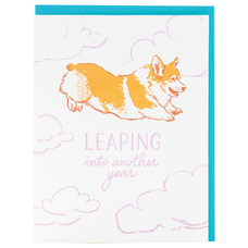 Smudge Ink Corgi Birthday Card