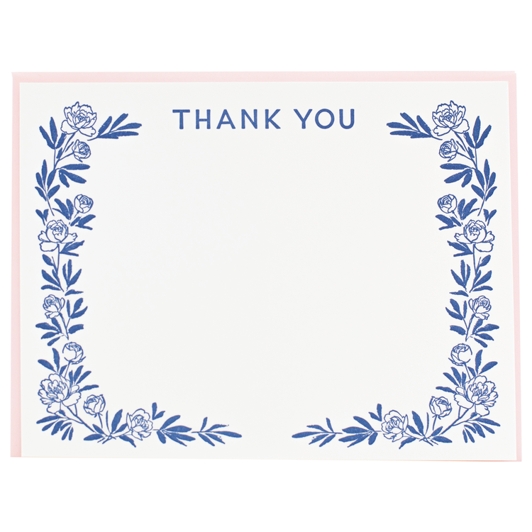 Smudge Ink Peony Thank You Cards Box Set with Letterpress Envelopes