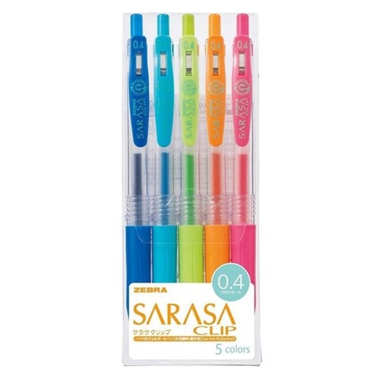 Zebra Sarasa Clip Gel Pen - 0.4mm 5 Color Set