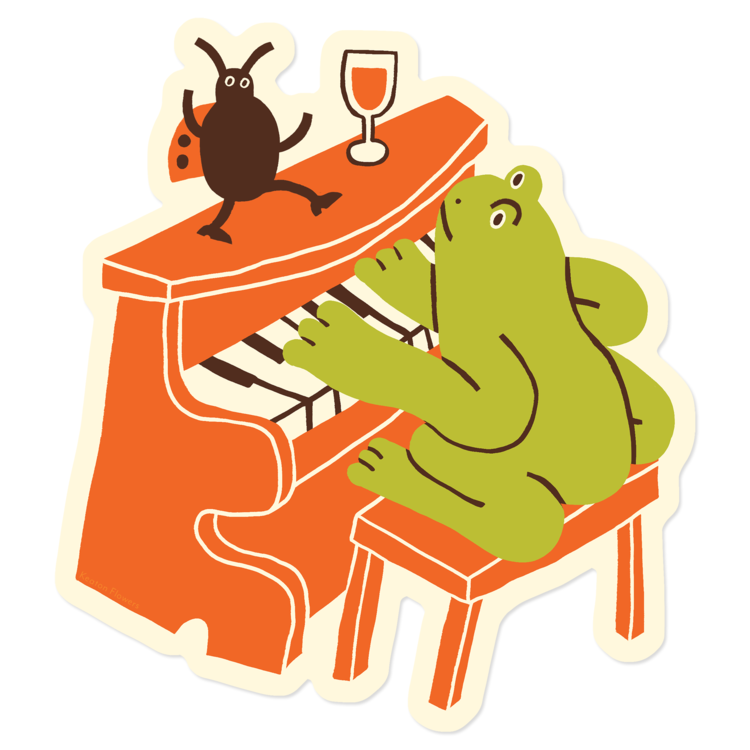 Smallseeds Studio Piano Frog Vinyl Sticker