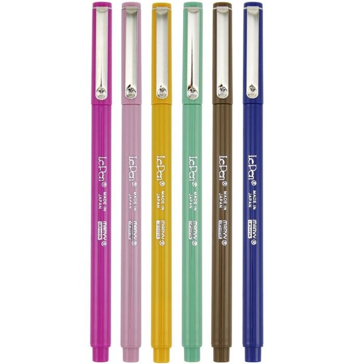 Marvy Uchida Le Pen Fine Plastic Nib Pen, 6-Pen Retro Set