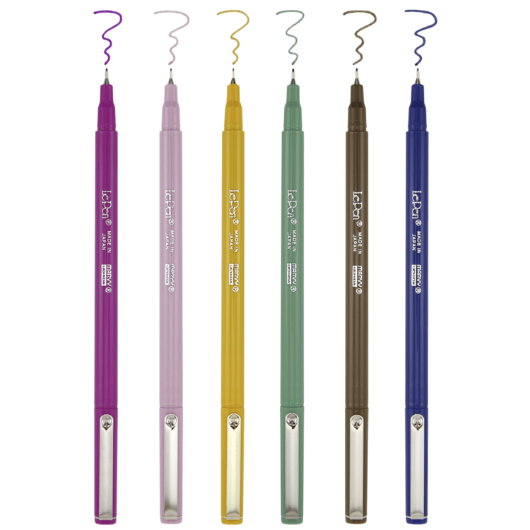 Marvy Uchida Le Pen Fine Plastic Nib Pen, 6-Pen Retro Set