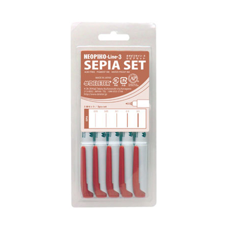 Deleter NEOPIKO Sepia Fineliners - Set of 5
