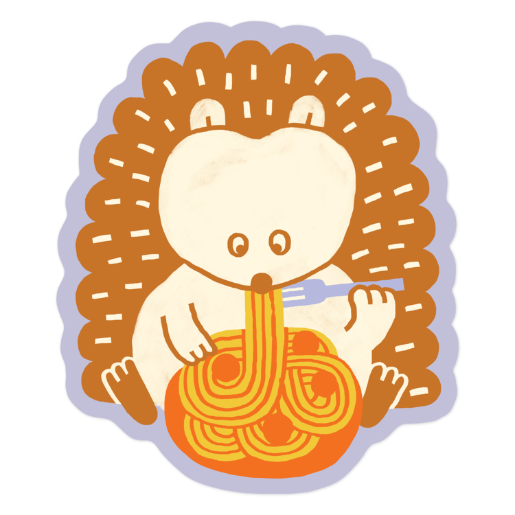 Smallseeds Studio Spaghetti Slurp Hedgehog Vinyl Sticker