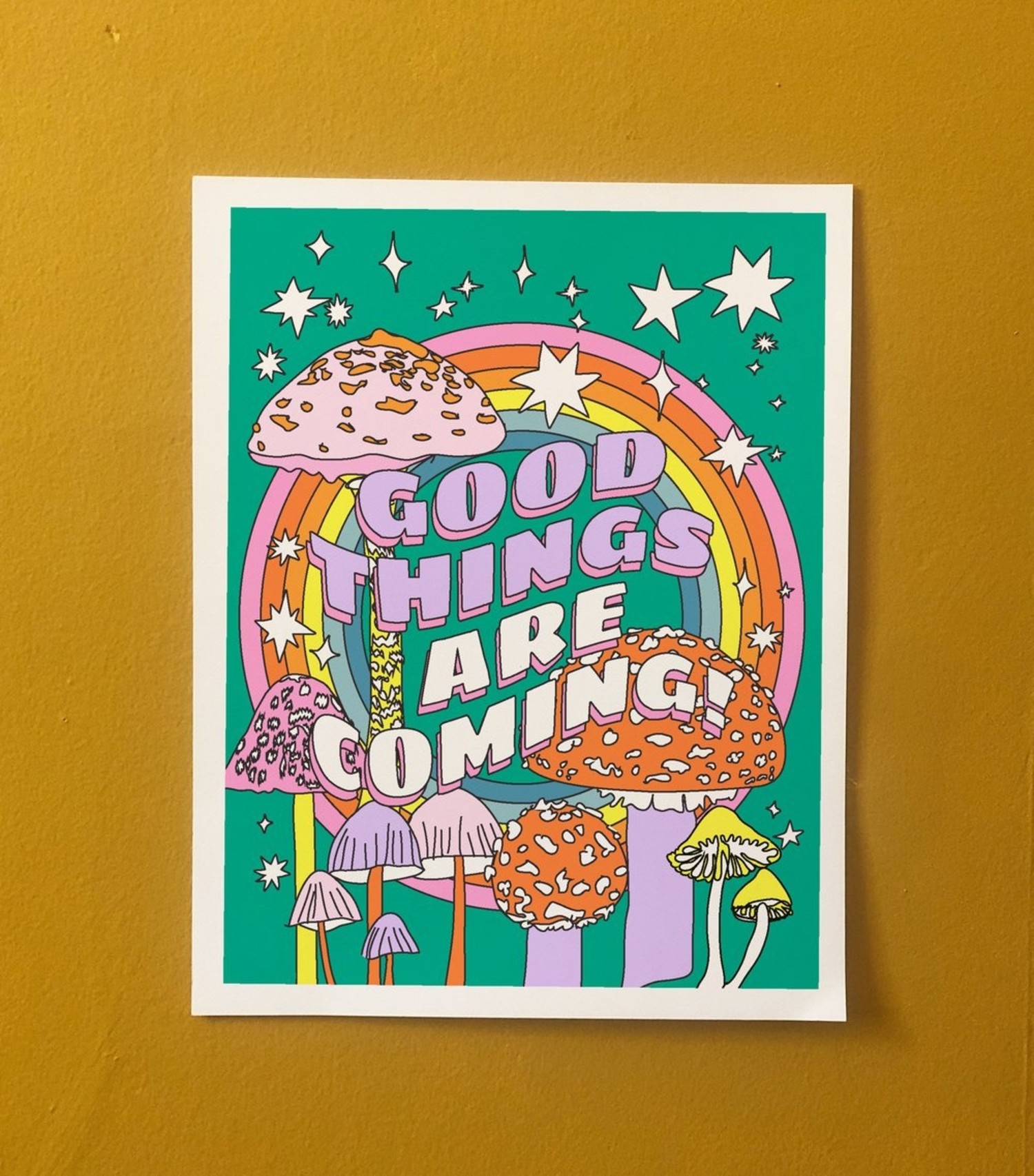 Good Things Are Coming Mushroom Rainbow 11 x 14 Art Print - Wonder Fair  Home Shopping Network