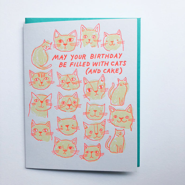 The Good Twin Cats And Cake Birthday Card