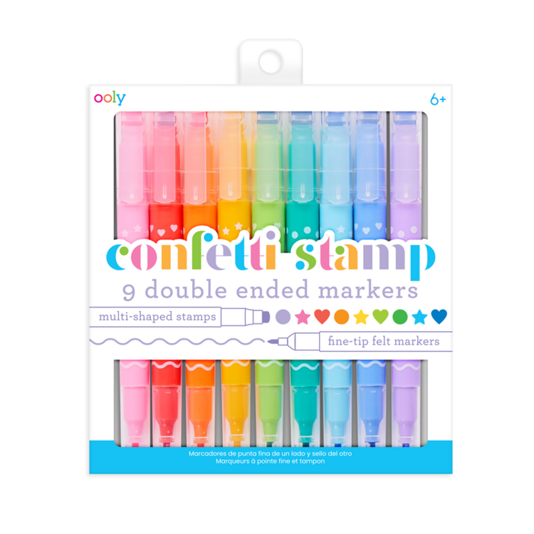 OOLY Confetti Stamp Double Ended Markers Set of 9