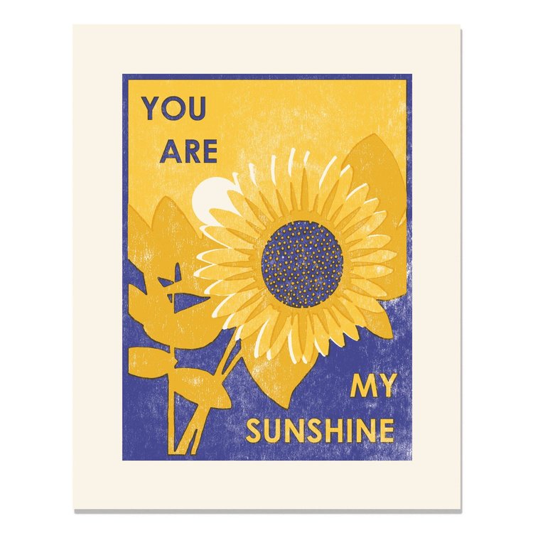 Heartell Press Sunflowers Letterpress Art Print (You Are My Sunshine)