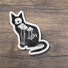 Cat Rocketship Cat Skeleton Vinyl Sticker