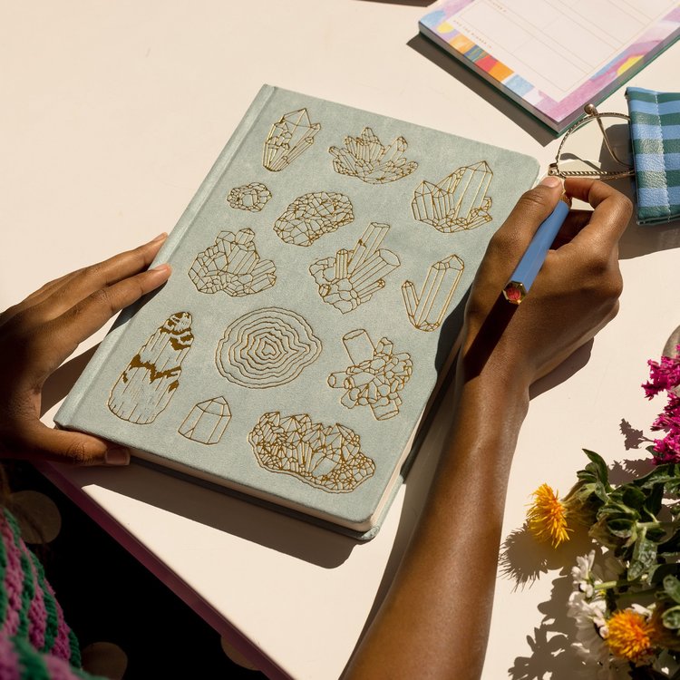 Design Works Ink Jumbo Undated Light Mint & Gold Foil Journal Minerology  7 X 10 200 pages