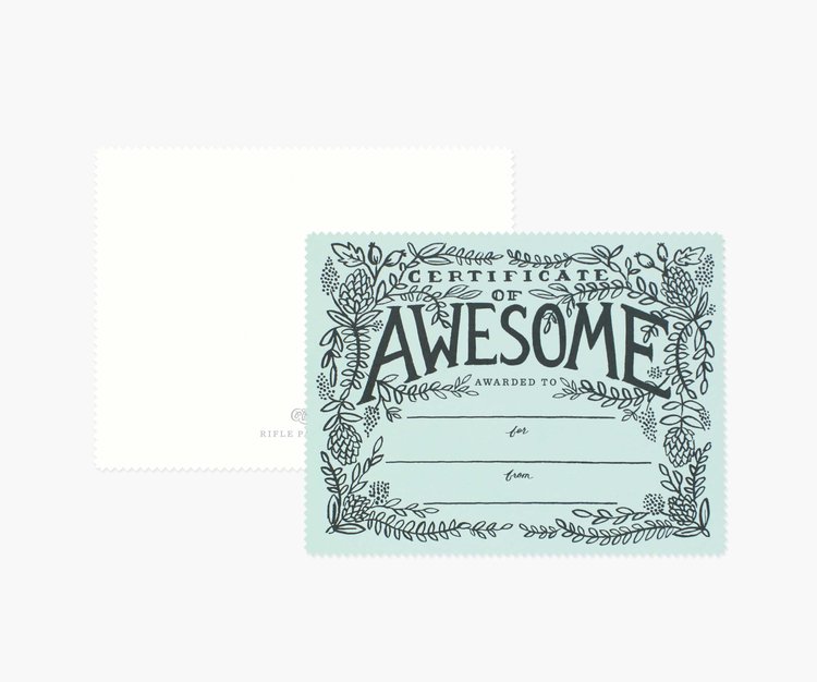 Rifle Paper Co. Certificate of Awesome card
