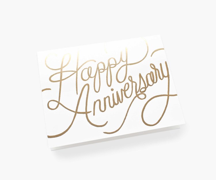 Rifle Paper Co. Happy Anniversary Card gold on white