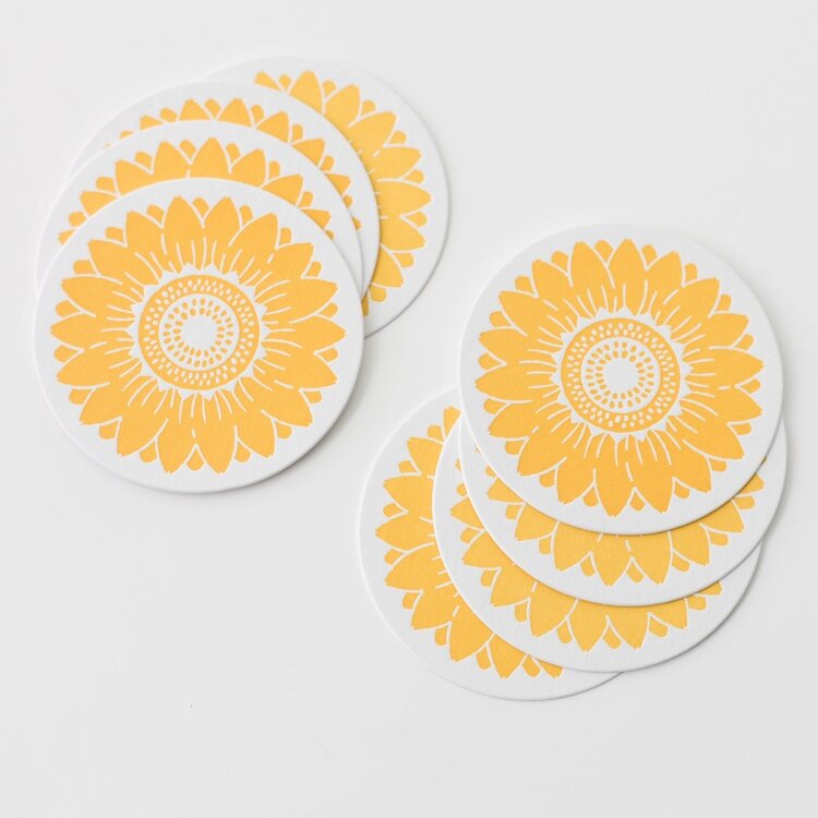 Wonder Fair Sunflower Letterpressed Coasters (set of 8)