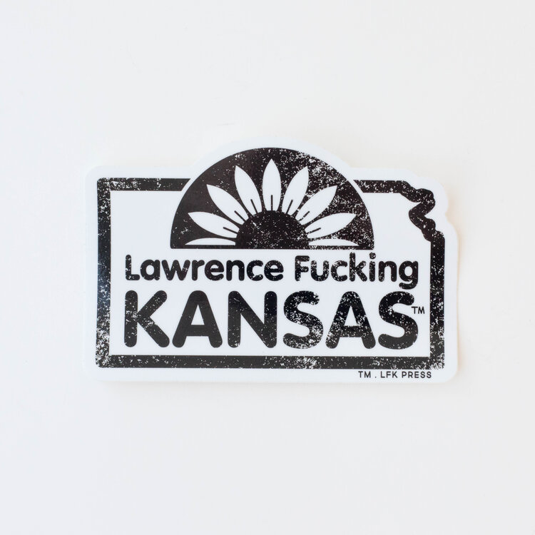 Leslie Kay Sunflower LFK Words Vinyl Sticker (White)