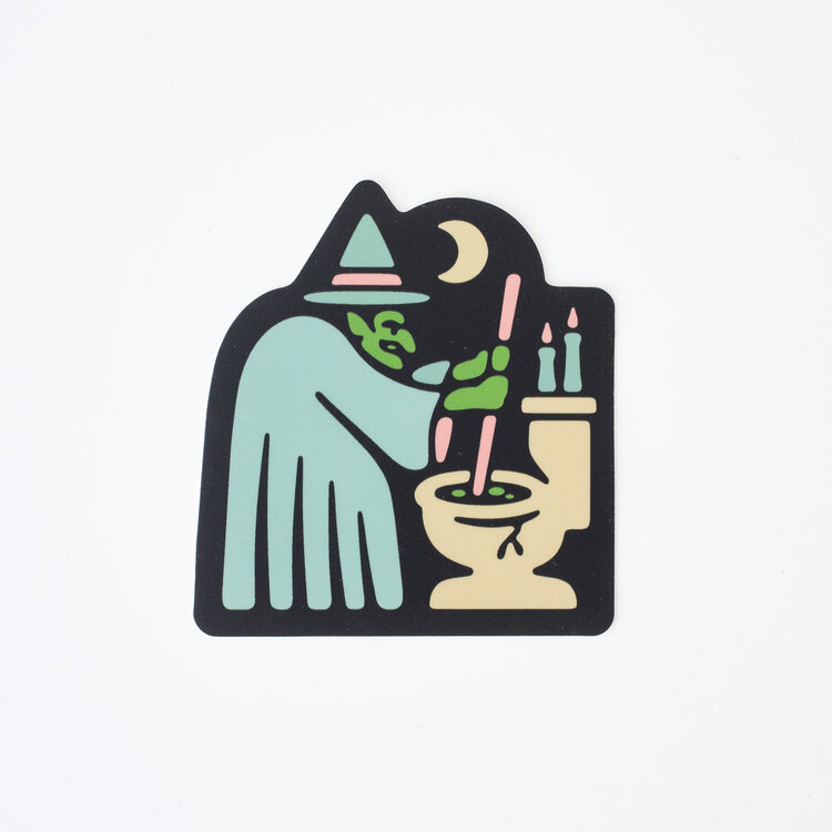 Wonder Fair Witch Toilet Haunted Bathroom vinyl sticker
