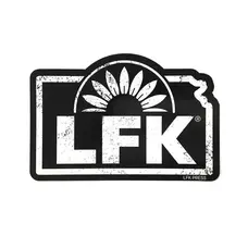 Leslie Kay Sunflower LFK die cut sticker (white on black)