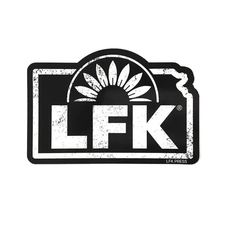 Leslie Kay Sunflower LFK die cut sticker (white on black)