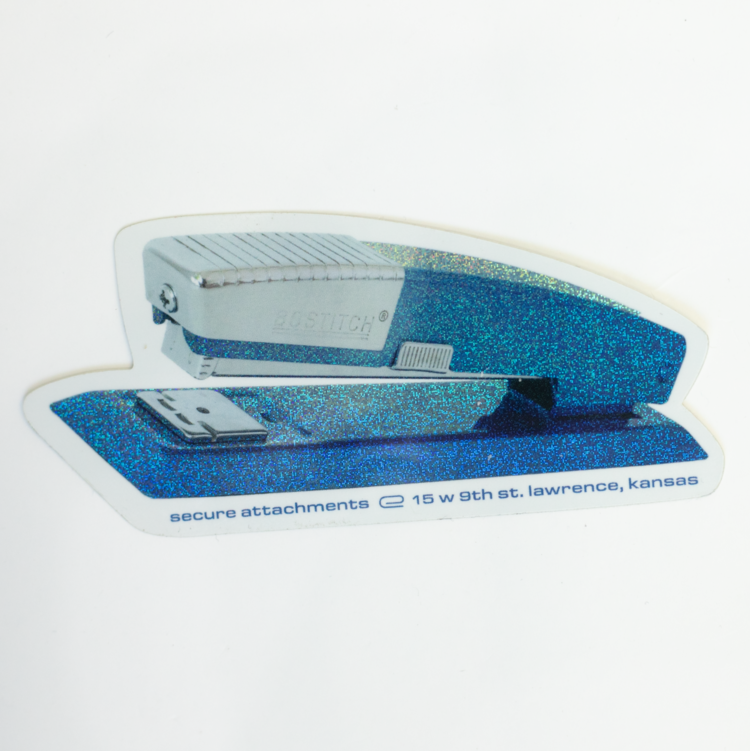 Secure Attachments Secure Attachments Holographic B12 Blue Glitter Stapler Sticker