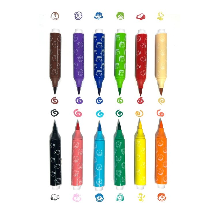 OOLY Peanuts: Double-Ended Brush & Stamp Markers