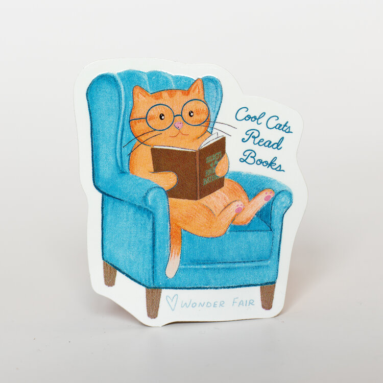 Wonder Fair Cool Cats Read Books sticker