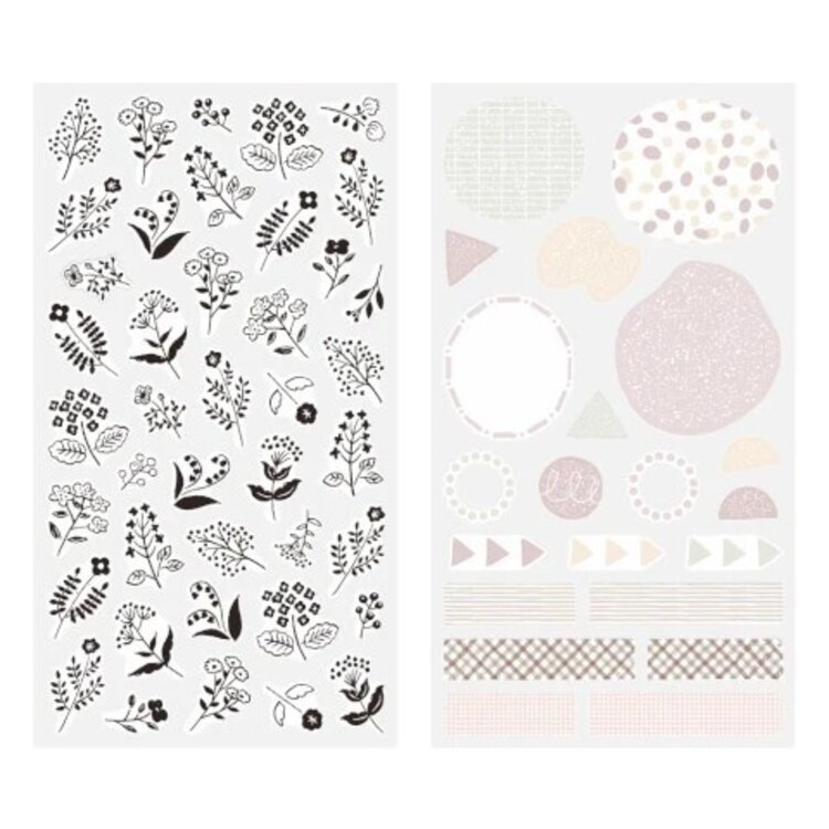 Midori STICKER 2642 TWO SHEETS MONOTONE FLOWER