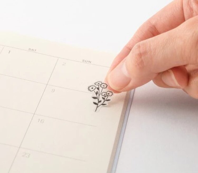 Midori STICKER 2642 TWO SHEETS MONOTONE FLOWER