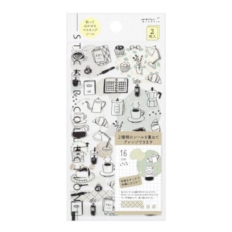 Midori STICKER 2641 TWO SHEETS MONOTONE CAFE