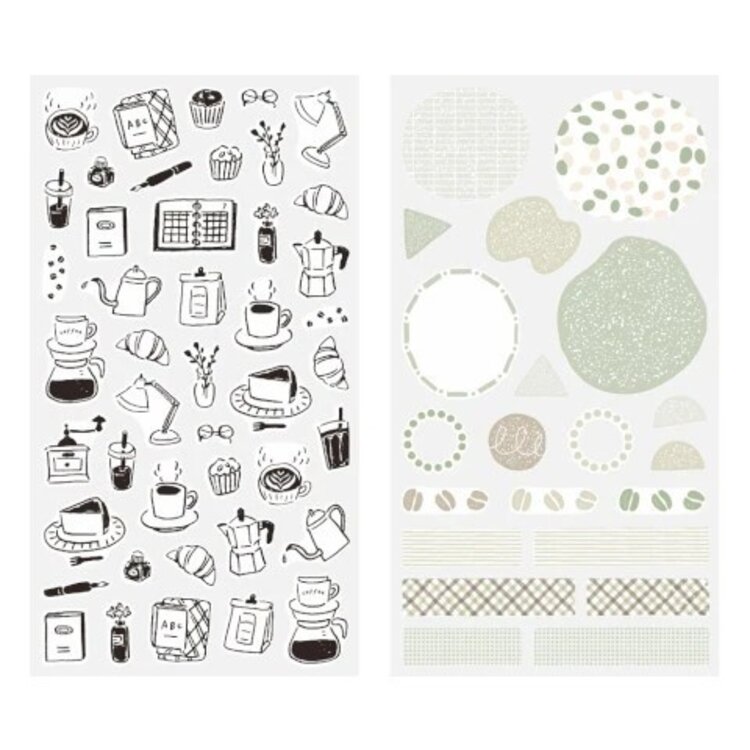 Midori STICKER 2641 TWO SHEETS MONOTONE CAFE