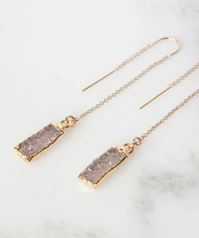 Pure Indigo Designs Jewelry Zara Druzy Bar Threader Earrings