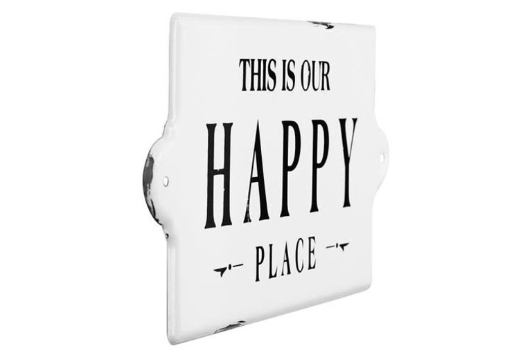 Creative Co-op Happy Place Enameled Plaque