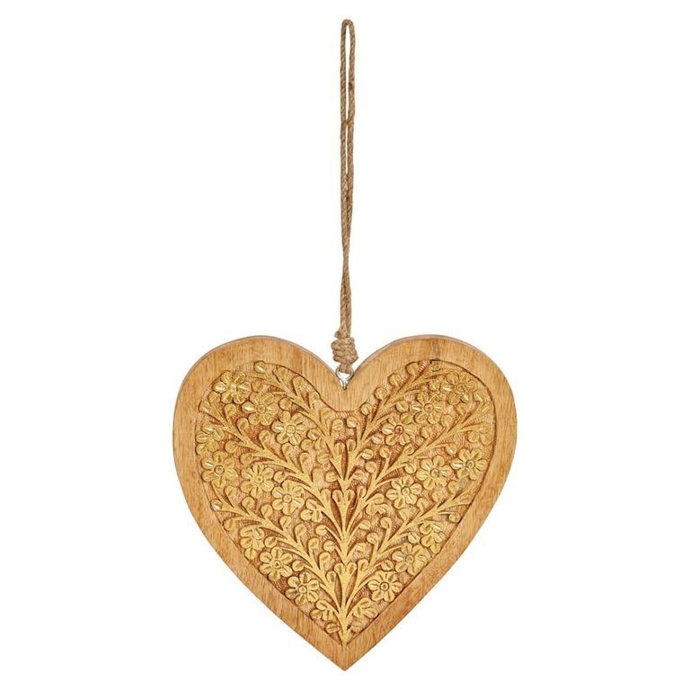 Creative Co-op Engraved Wooden Heart