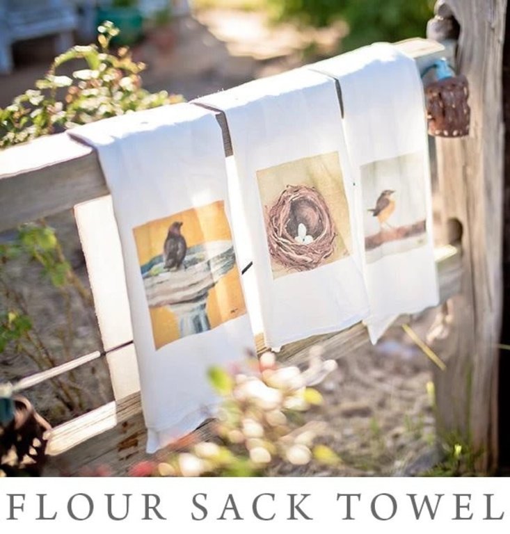 Mary Gregory Studio Carolina Wren Flour Sack Towel