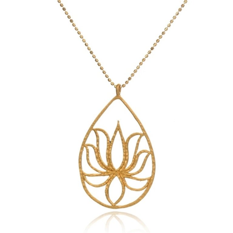 Satya Gold Etched Lotus Necklace
