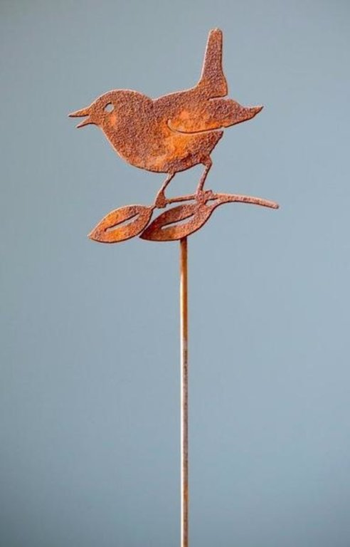 Wren on Branch Pick - Rusty Birds - Unique Outdoor Art