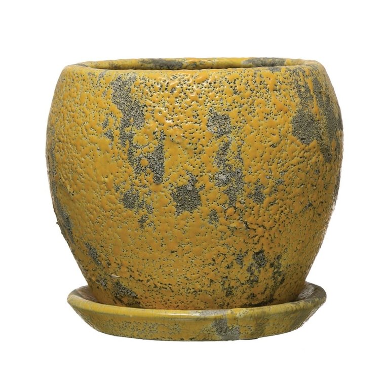 Creative Co-op Terracotta Yellow Planter