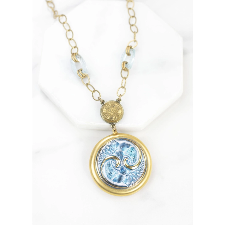 Grandmother's Buttons Ivie Aqua Necklace