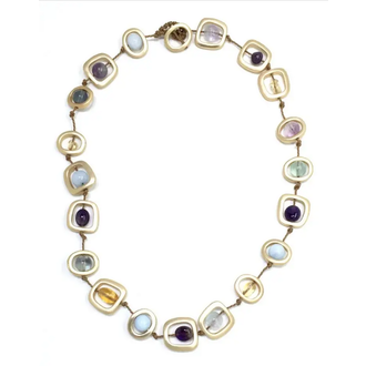 Sea Lily Gold Geo & Mixed Natural Stones Necklace