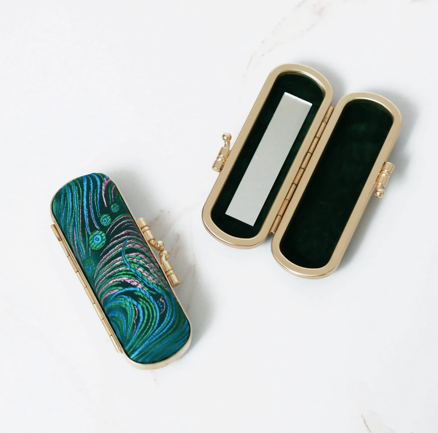 Cathayana Peacock Pattern Brocade Lipstick Case Sofia's Boutique