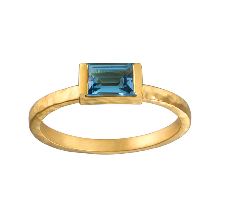 Satya Satya RS045-09 Swiss Blue Topaz Gold Ring Size 7