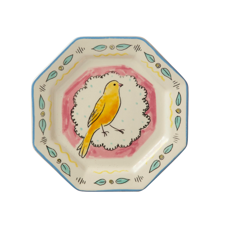 Creative Co-op CCOP DF7227 Ceramic Platter with Bird