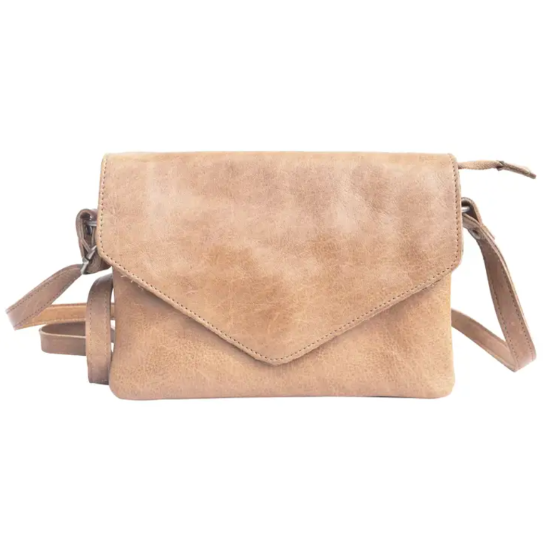 Leather Envelope Crossbody Bag: Harbor Cognac