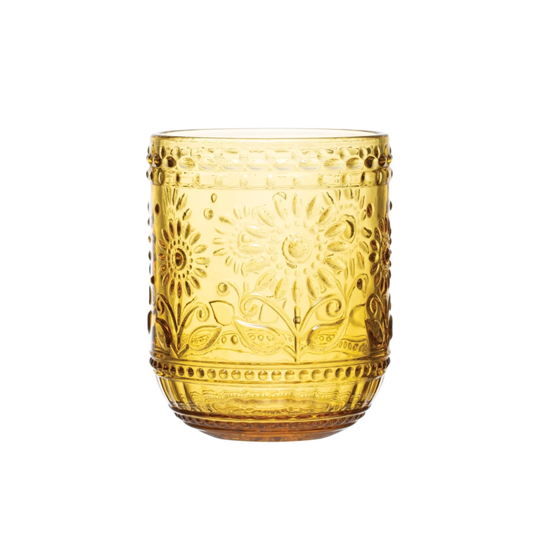 Creative Co-op CCOP DF4700 Amber Embossed Drinking Glass