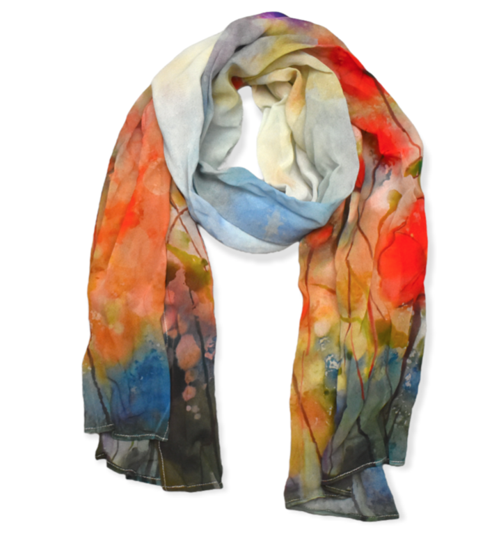 Sevya Handmade Sevya Aloka Cotton Sheer Watercolor Scarf