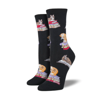 Socksmith Women's Cats on Books Socks