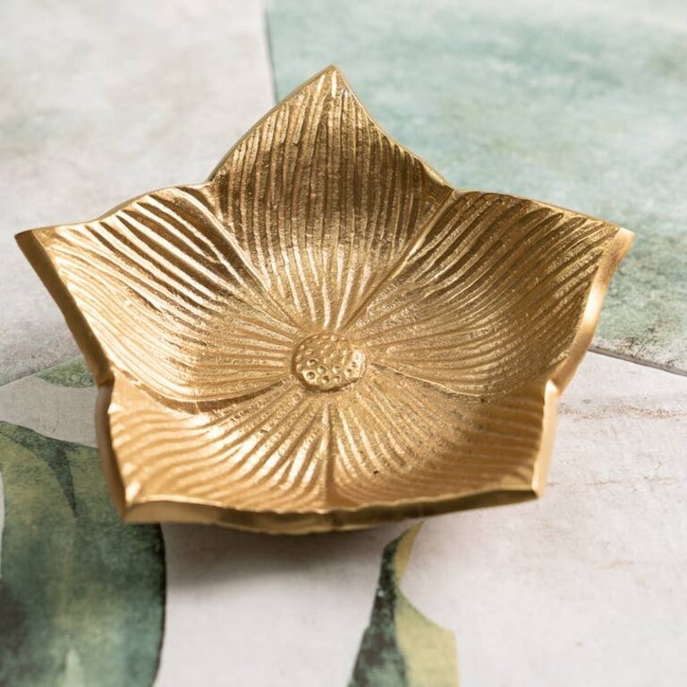 India Handicrafts India Handicrafts Gold Lotus Flower Bowl