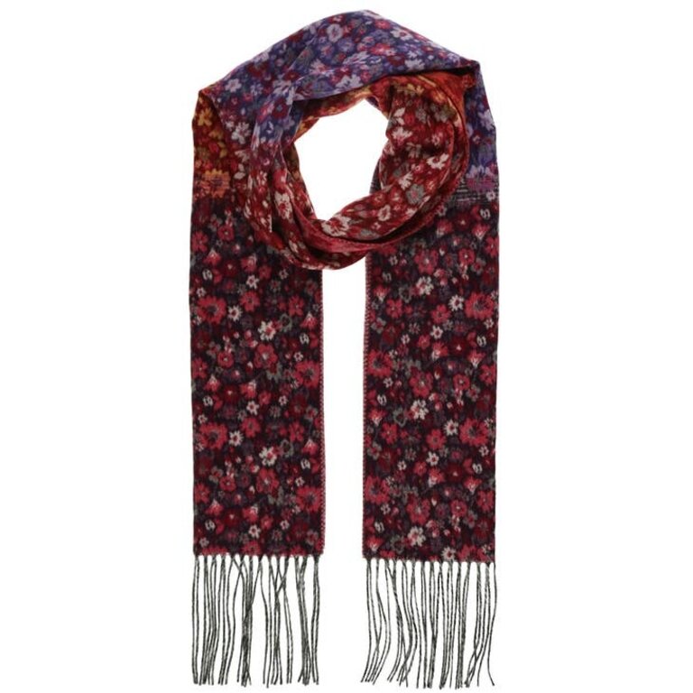 FRAAS FRAAS Colorblocked Ditsy Floral Cashmink Scarf